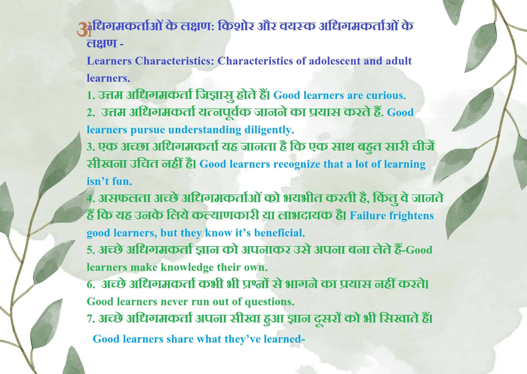 Learners Characteristics